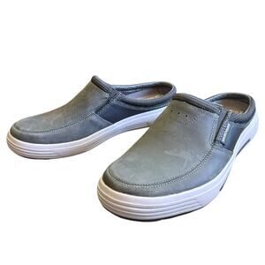 Skechers Porter Vamen Wide Fit Gray Leather Memory Foam Slide Size 9.5